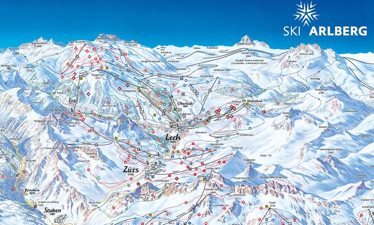 carte de l'arlberg, autriche
