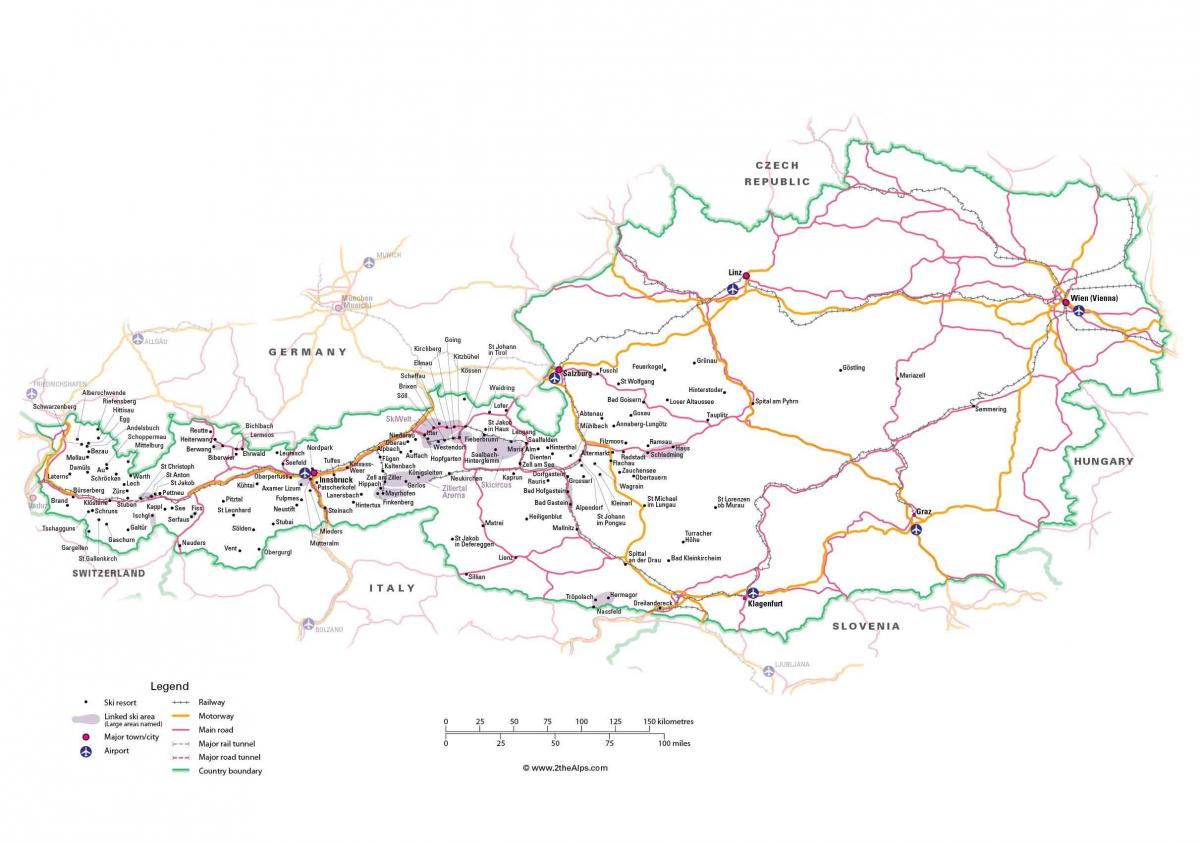 carte de l'autriche attractions touristiques