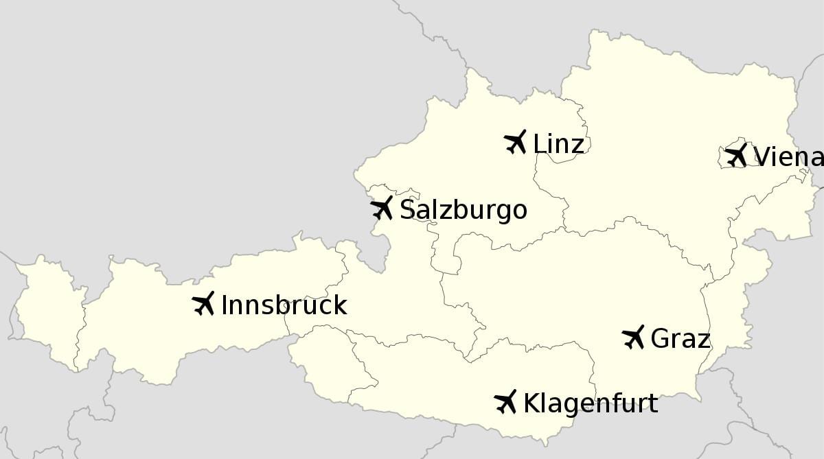 les aéroports en autriche carte