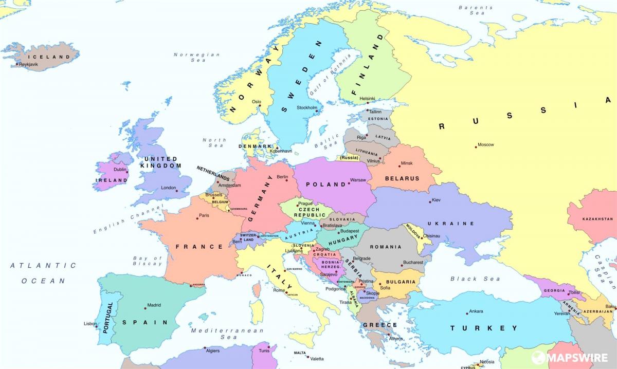 carte de l'europe montrant autriche