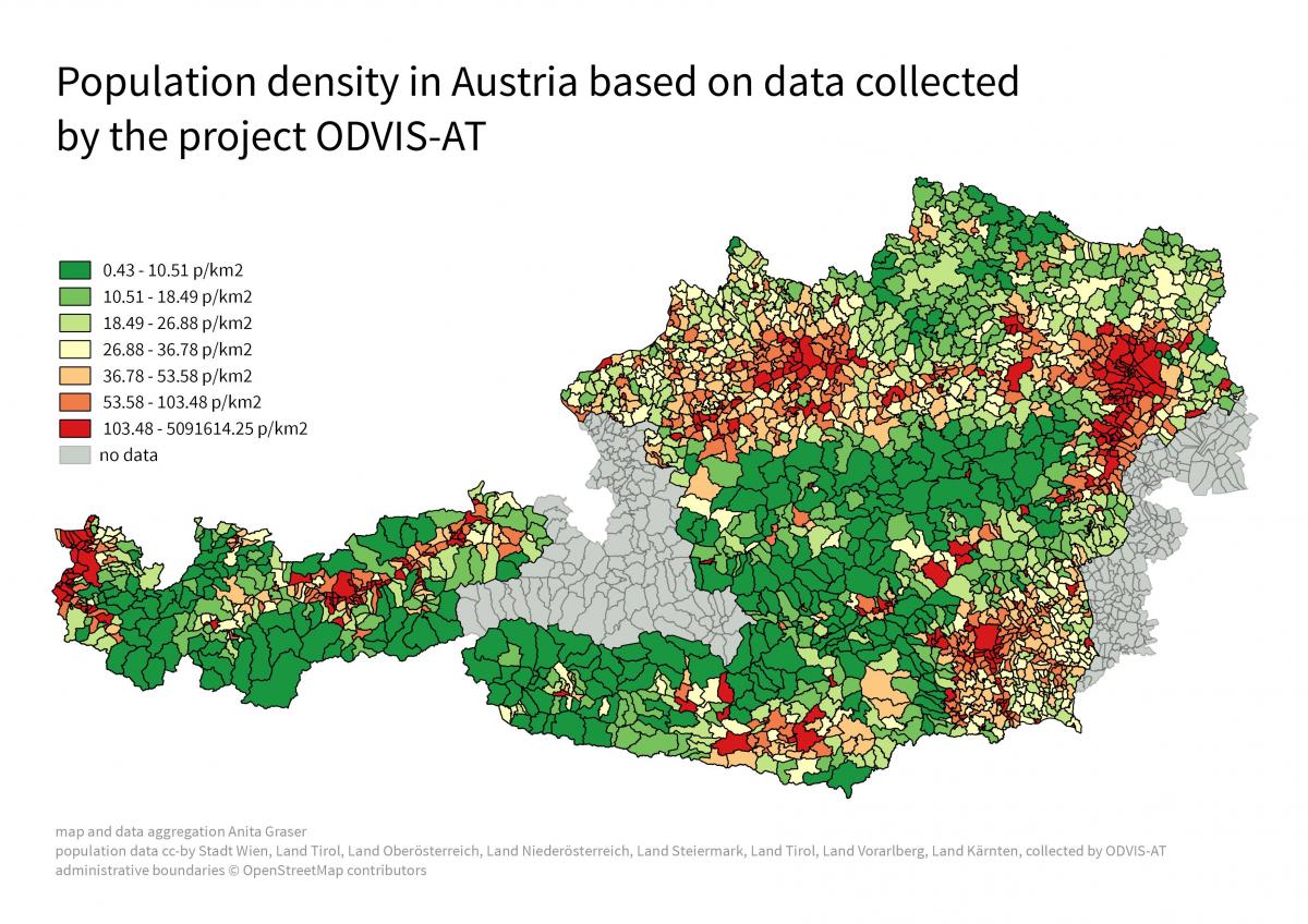 autriche carte de la densité de la population