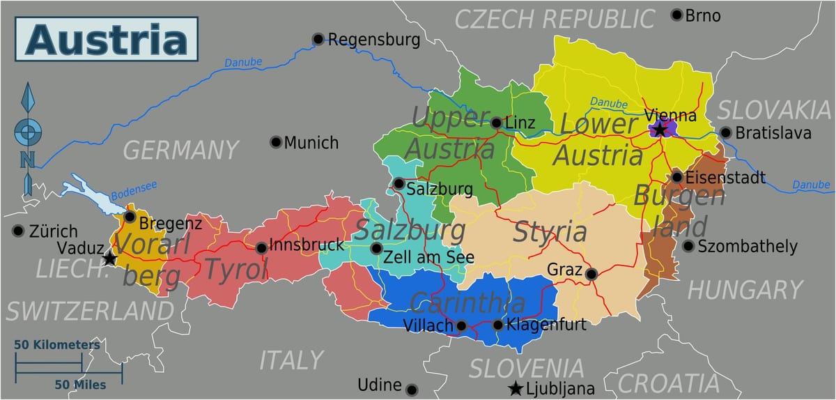 les provinces autrichiennes carte