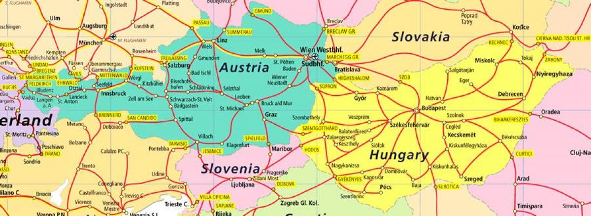 carte ferroviaire autriche Autriche carte ferroviaire   Autriche carte ferroviaire (Europe de 