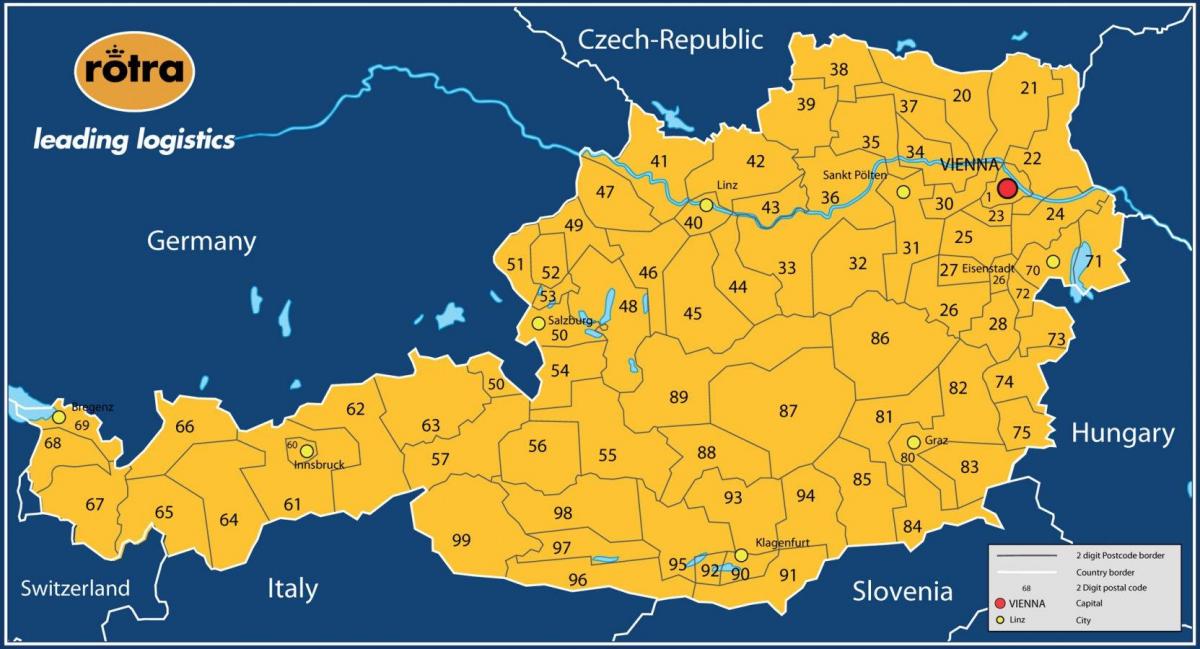 carte de l'autriche code postal 