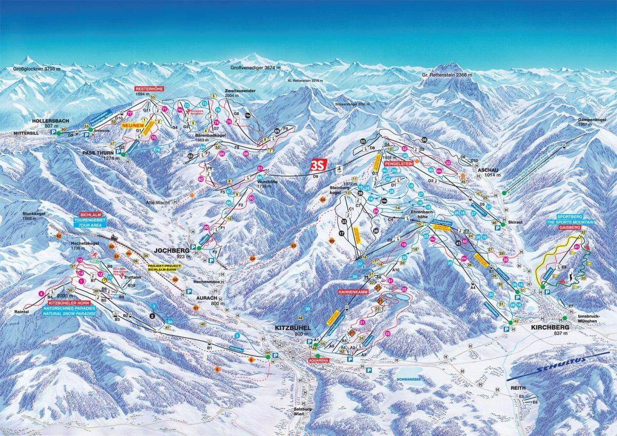 Autriche Stations De Ski De La Carte 