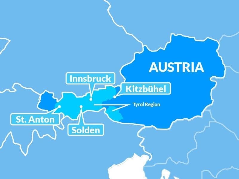 carte de carte du tyrol région autriche