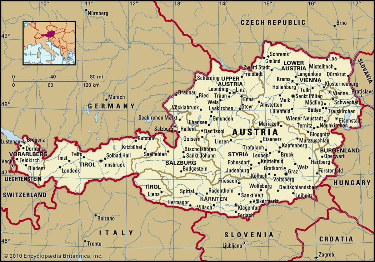 carte des châteaux en autriche
