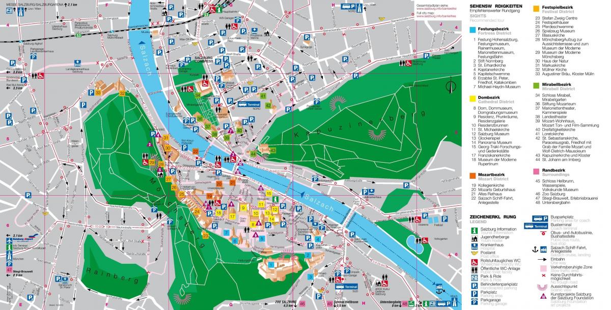 carte touristique, carte de salzburg, autriche