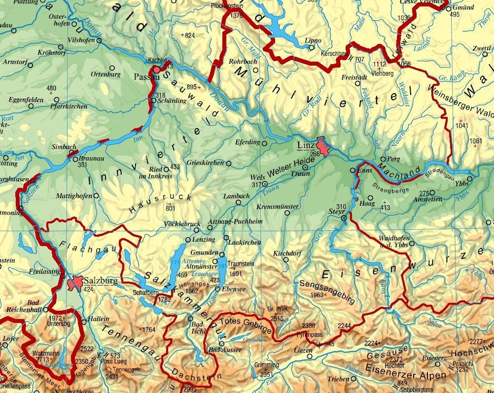 carte de la haute-autriche
