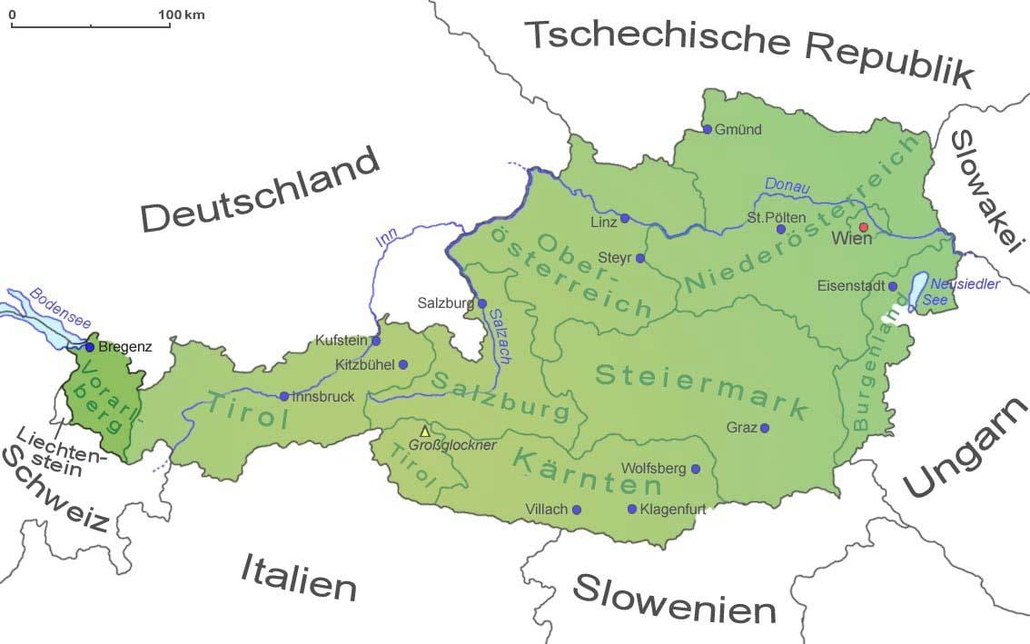 carte de la région du vorarlberg, autriche