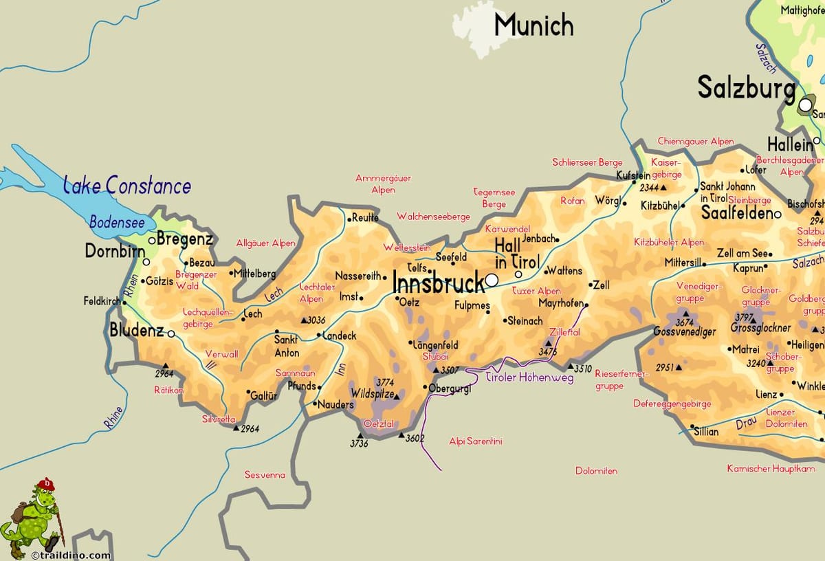 carte de mayrhofen en autriche