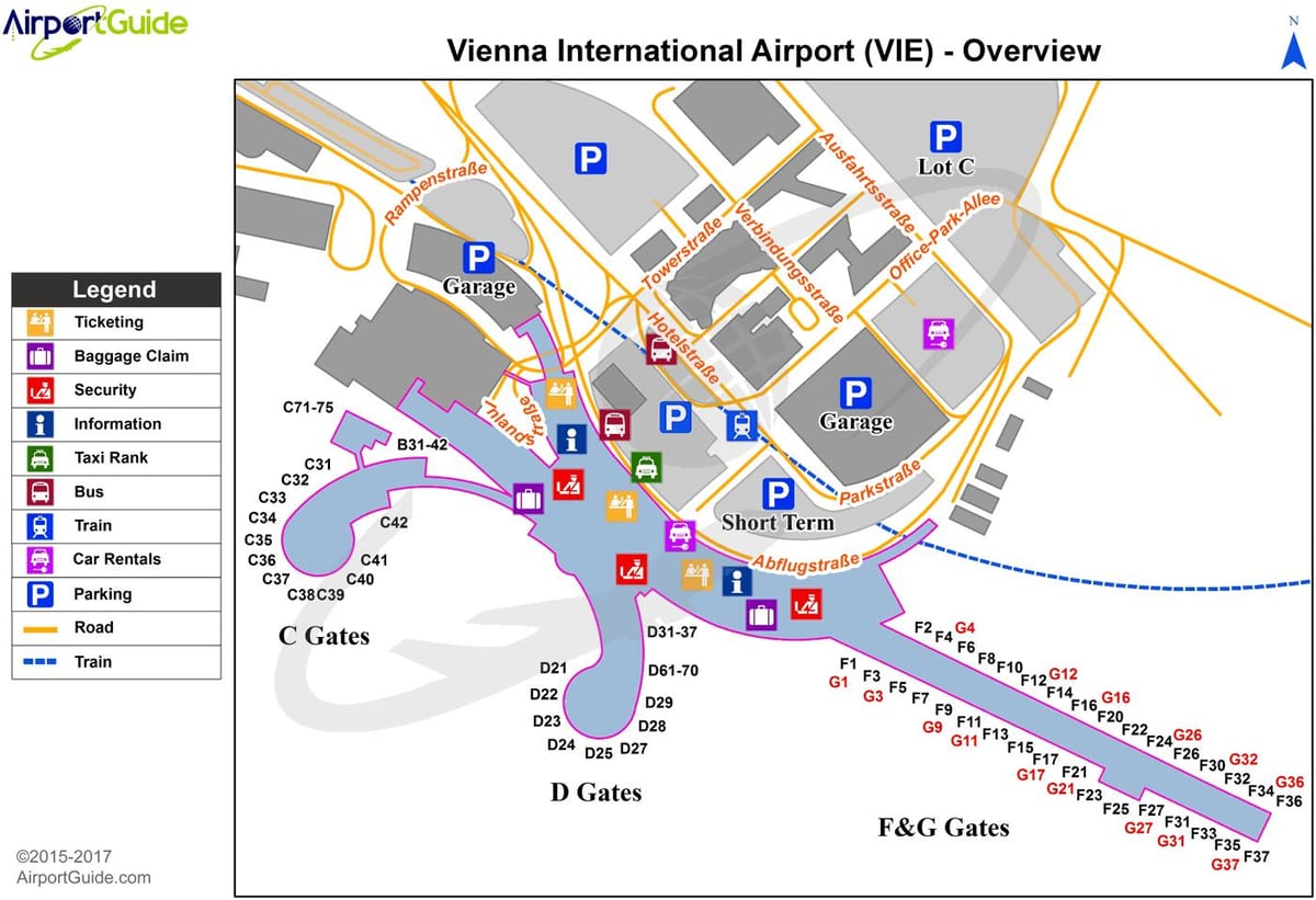carte de l'aéroport de vienne, autriche