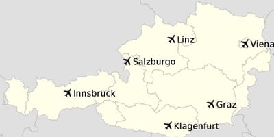 Les aéroports en autriche carte