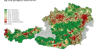 Autriche carte de la densité de la population
