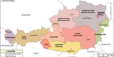 Carte politique de l'autriche 