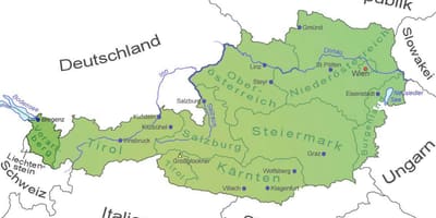 Carte de la région du vorarlberg, autriche